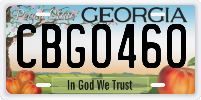 GA license plate CBG0460