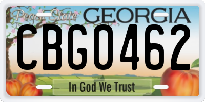 GA license plate CBG0462