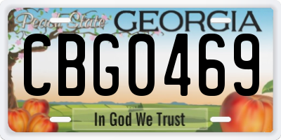 GA license plate CBG0469