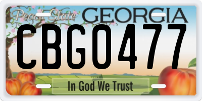 GA license plate CBG0477