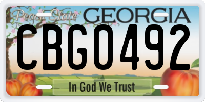 GA license plate CBG0492