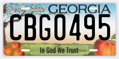 GA license plate CBG0495