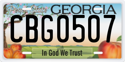 GA license plate CBG0507
