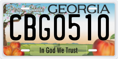 GA license plate CBG0510
