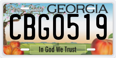 GA license plate CBG0519
