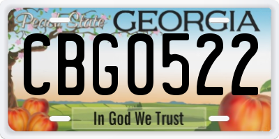 GA license plate CBG0522
