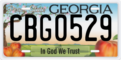 GA license plate CBG0529