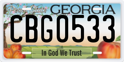 GA license plate CBG0533