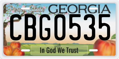 GA license plate CBG0535