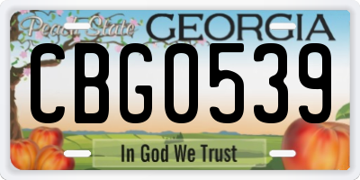 GA license plate CBG0539