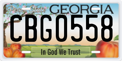 GA license plate CBG0558