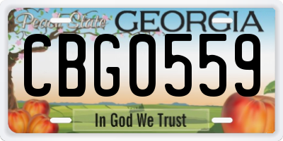 GA license plate CBG0559