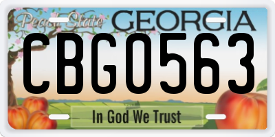 GA license plate CBG0563
