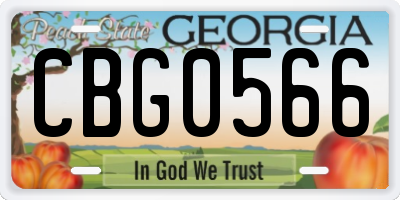 GA license plate CBG0566