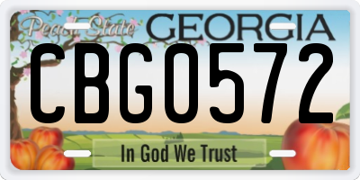 GA license plate CBG0572
