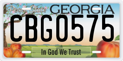 GA license plate CBG0575