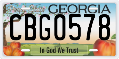 GA license plate CBG0578
