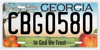 GA license plate CBG0580