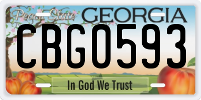 GA license plate CBG0593
