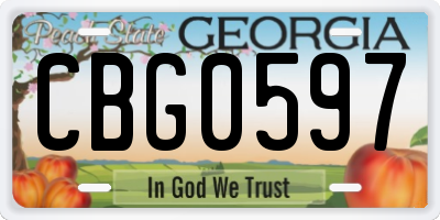 GA license plate CBG0597