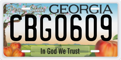 GA license plate CBG0609