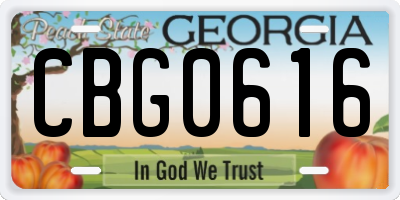 GA license plate CBG0616