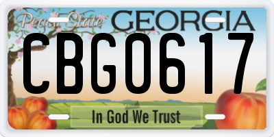 GA license plate CBG0617
