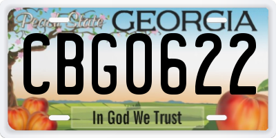 GA license plate CBG0622