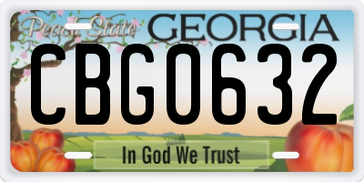 GA license plate CBG0632