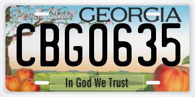 GA license plate CBG0635