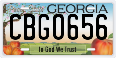 GA license plate CBG0656