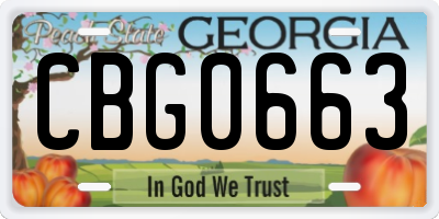 GA license plate CBG0663