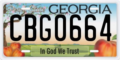 GA license plate CBG0664