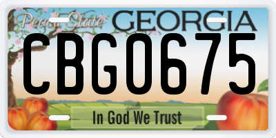 GA license plate CBG0675