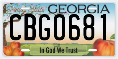 GA license plate CBG0681