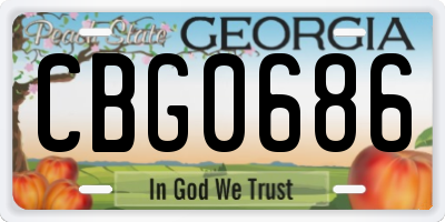 GA license plate CBG0686