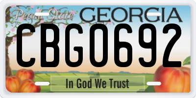 GA license plate CBG0692