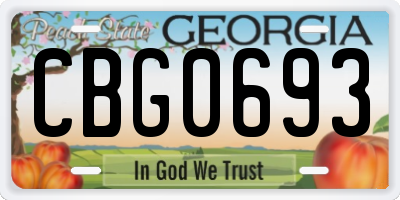 GA license plate CBG0693