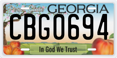 GA license plate CBG0694