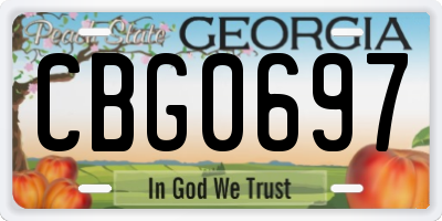 GA license plate CBG0697