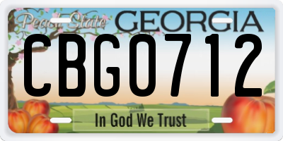 GA license plate CBG0712