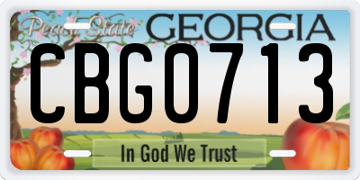 GA license plate CBG0713