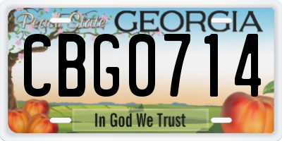 GA license plate CBG0714