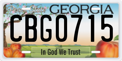 GA license plate CBG0715