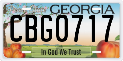 GA license plate CBG0717