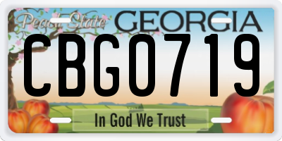 GA license plate CBG0719