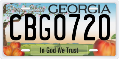 GA license plate CBG0720