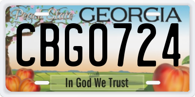 GA license plate CBG0724