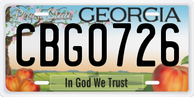 GA license plate CBG0726