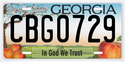 GA license plate CBG0729